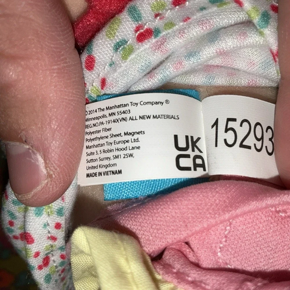 Manhattan Toy Wee Baby Stella Soft Doll Blonde‎ Magnetic Pacifier Diaper Dress